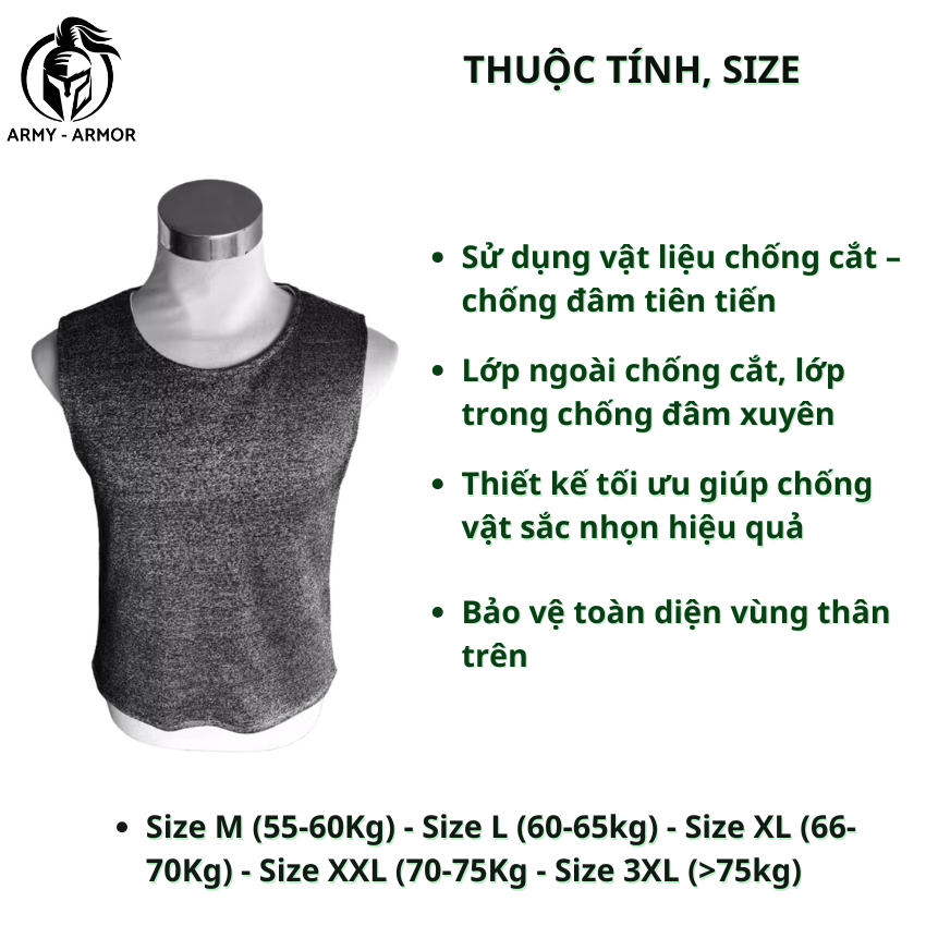 Áo Giáp Chống Dao Sát Nách 2 Lớp Cao Cấp 2026 | Áo Lót Chống Đâm, Chống Cắt Áo Giáp Chống Dao Chống Đâm Sát Nách 2 Lớp HPPE 2026 – Nhẹ, Kín Đáo, Mặc Trong
